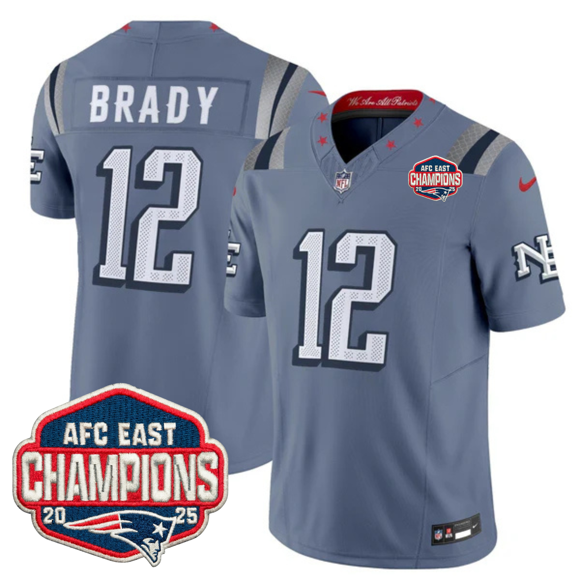 New England Patriots 2025 “Rivalries” AFC East Champions Vapor Limited Jersey – All Stitched – Nor’Easter – Tom Brady Jersey