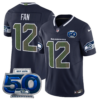 Seattle Seahawks 2025 “Rivalries” 50th Season Patch Vapor Limited Jersey – All Stitched – College Navy – 12th Fan Jersey