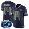 Seattle Seahawks 2025 “Rivalries” 50th Season Patch Vapor Limited Jersey – All Stitched – College Navy – Sam Darnold Jersey