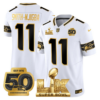 Seattle Seahawks Super Bowl LX Patch Gold Jersey – All Stitched – White Gold – Smith-Njigba Jersey