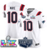 New England Patriots 2025 AFC Champions Vapor Limited Jersey – All Stitched – White – Drake Maye Jersey