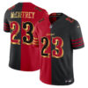 Women’s San Francisco 49ers 2025 Rivalries Vapor Limited Jersey V2 – All Stitched Split Christian McCaffrey – 23 Jersey