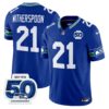 Seattle Seahawks Throwback Vapor Limited Jersey – 50th Anniversary Patch – All Stitched – Royal – Devon Witherspoon Jersey