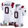 New England Patriots Super Bowl LX Patch Vapor Limited Jersey – All Stitched – White – Christian Gonzalez Jersey