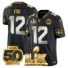 Seattle Seahawks Super Bowl LX Patch Gold Jersey – All Stitched – Black Limited – 12th Fan Jersey