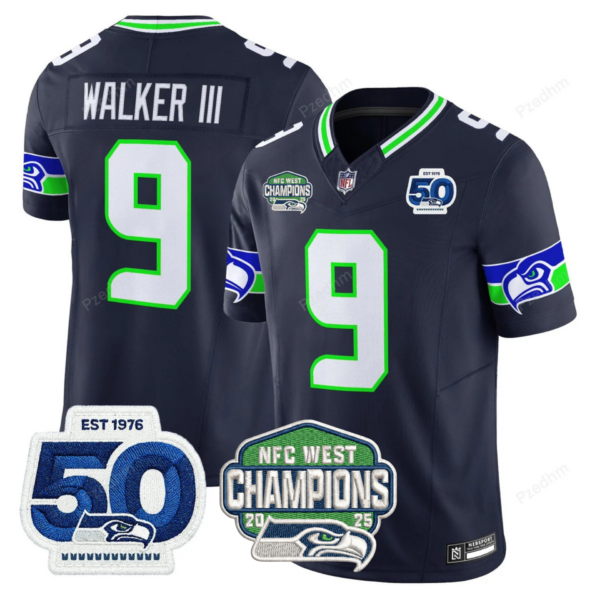 Seattle Seahawks NFC West Division Champions Vapor Limited Jersey V2 – All Stitched – Navy – Walker III Jersey