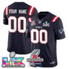 Custom New England Patriots 2025 AFC Champions Vapor Limited Jersey V2 – All Stitched – Navy Jersey