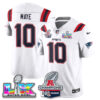 New England Patriots 2025 AFC Champions Vapor Limited Jersey V2 – All Stitched – White – Drake Maye Jersey
