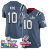 New England Patriots 2025 AFC Champions Vapor Limited Jersey V2 – All Stitched – Storm Blue – Drake Maye Jersey