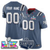 New England Patriots 2025 AFC Champions Vapor Limited Custom Jersey – All Stitched – Storm Blue Jersey