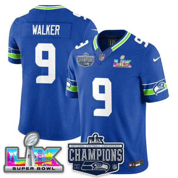 Seattle Seahawks 2025 NFC Champions Vapor Limited Jersey – All Stitched – Royal – Kenneth Walker III Jersey