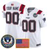 New England Patriots “United States 250th Anniversary Patch” Vapor Limited Custom Jersey – All Stitched – Men – White Jersey