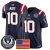 Men’s New England Patriots “United States 250th Anniversary Patch” Vapor Limited Jersey – All Stitched – Navy – Drake Maye Jersey