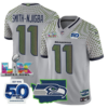 Seattle Seahawks Super Bowl LX Patch Jersey – All Stitched – Wolf Gray – Smith-Njigba Jersey