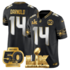 Seattle Seahawks Super Bowl LX Patch Gold Jersey – All Stitched – Black Limited – Sam Darnold Jersey