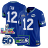 Seattle Seahawks Super Bowl LX Patch Jersey – All Stitched – Royal – 12th Fan Jersey