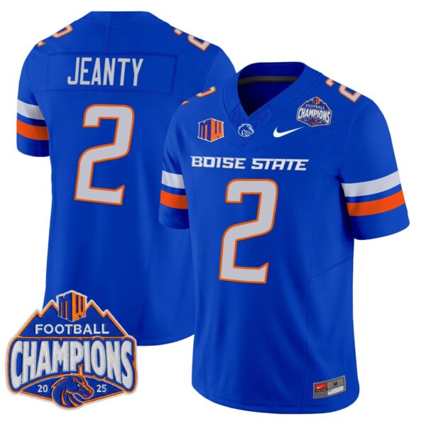 Boise State Broncos 2025 Mountain West Football Champions Vapor Limited Jersey – All Stitched – Royal – Ashton Jeanty Jersey
