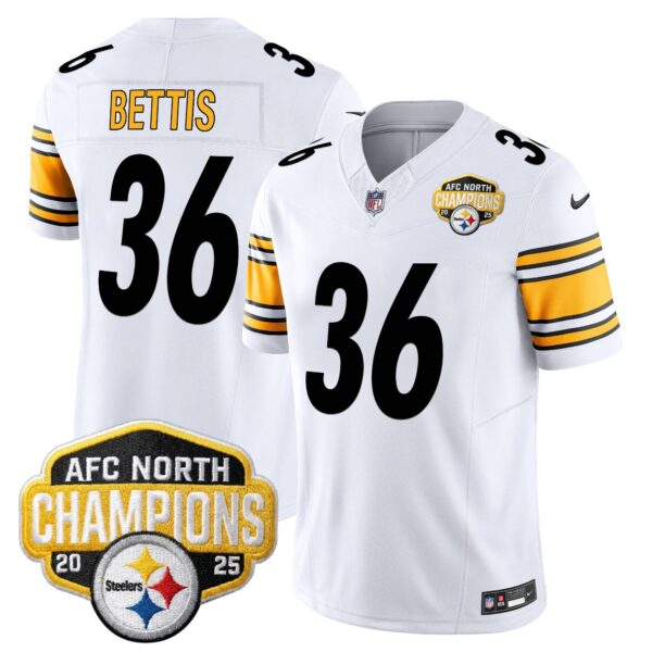 Pittsburgh Steelers 2025 AFC North Division Champions Vapor Limited Jersey – All Stitched – White – Jerome Bettis Jersey