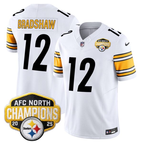 Pittsburgh Steelers 2025 AFC North Division Champions Vapor Limited Jersey – All Stitched – White – Terry Bradshaw Jersey
