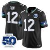 Seattle Seahawks Throwback Vapor Limited Jersey – 50th Anniversary Patch – All Stitched – Black – 12th Fan Jersey