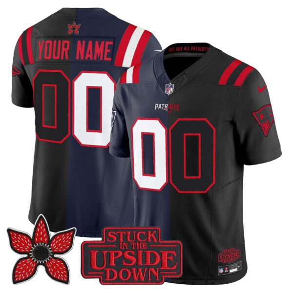 New England Patriots ‘Upside Down Edition’ Vapor Limited Custom Jersey – All Stitched – Men – Navy-Black Jersey