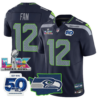 Seattle Seahawks Super Bowl LX Patch Jersey – All Stitched – College Navy – 12th Fan Jersey