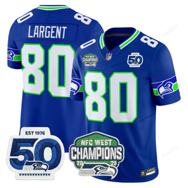 Seattle Seahawks NFC West Division Champions Vapor Limited Jersey V2 – All Stitched – Royal – Steve Largent Jersey