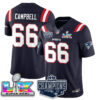 New England Patriots 2025 AFC Champions Vapor Limited Jersey – All Stitched – Navy – Will Campbell Jersey