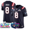 New England Patriots 2025 Vapor Jersey – AFC Champions Limited Patch – All Stitched – Navy – Stefon Diggs Jersey