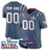 Custom New England Patriots 2025 Vapor Jersey – AFC Champions Limited Patch – All Stitched – Storm Blue Jersey