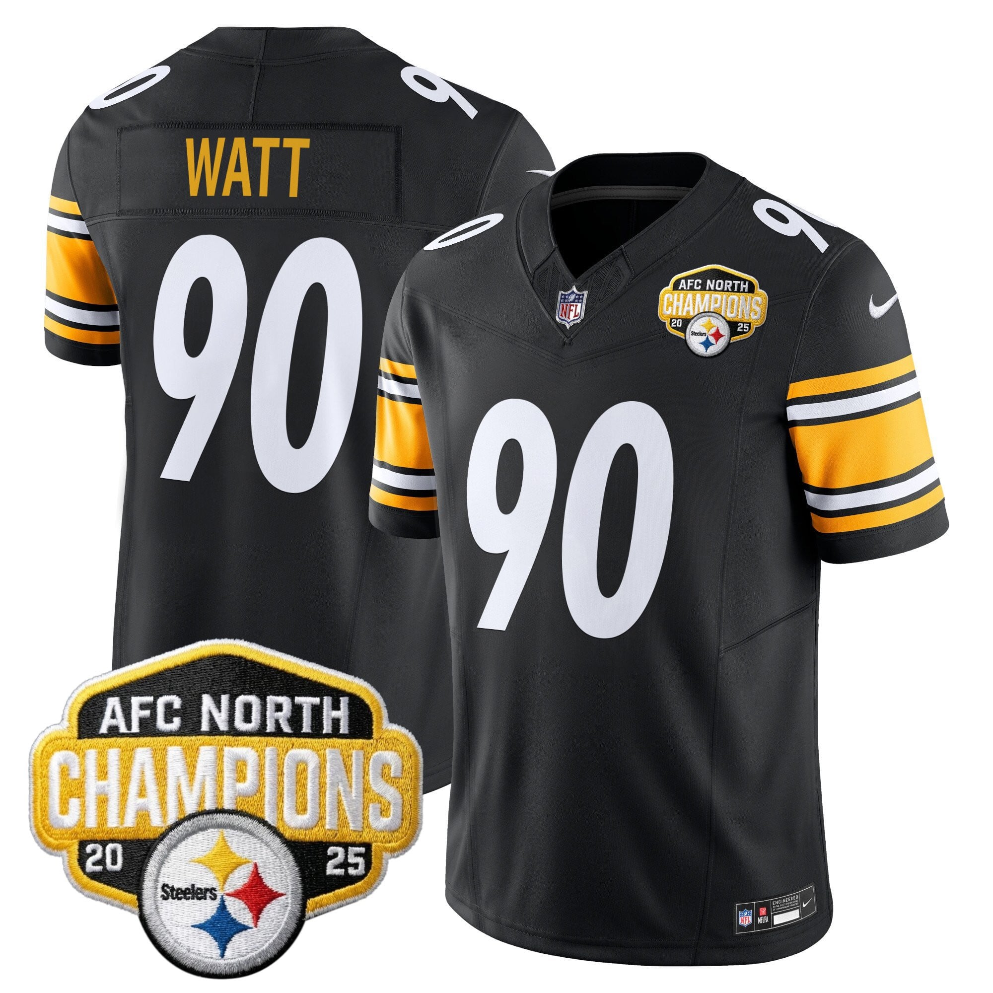 Pittsburgh Steelers 2025 AFC North Division Champions Vapor Limited Jersey – All Stitched – Black – T. J. Watt Jersey