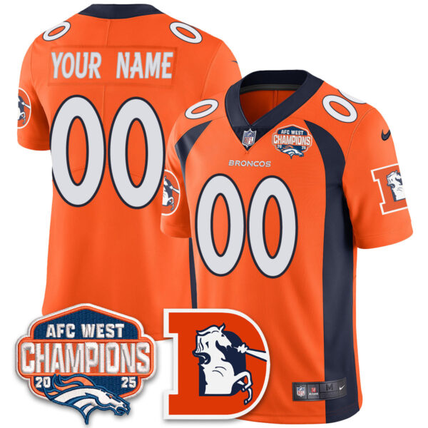Custom Denver Broncos Mitchell & Ness Vapor Limited Jersey – All Stitched – Orange Jersey