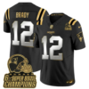 New England Patriots 6-Time Champions & Massachusetts Patch Vapor Limited Jersey V3- All Stitched – Black Limited – Tom Brady Jersey