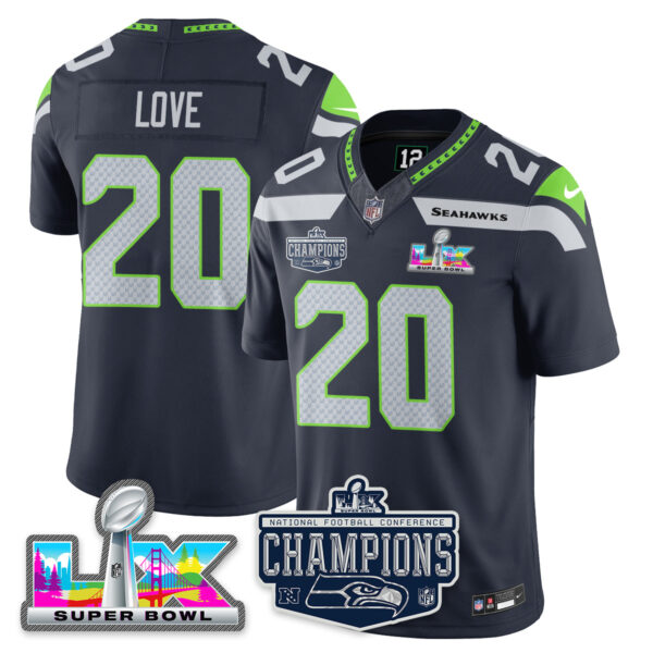 Seattle Seahawks 2025 NFC Champions Vapor Limited Jersey – All Stitched – Navy – Julian Love Jersey