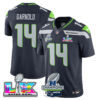Seattle Seahawks 2025 NFC Champions Vapor Limited Jersey V2 – All Stitched – Navy – Sam Darnold Jersey