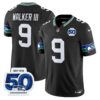Seattle Seahawks Throwback Vapor Limited Jersey – 50th Anniversary Patch – All Stitched – Black – Walker III Jersey