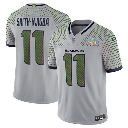 Youth Seattle Seahawks #11 Jaxon Smith-Njigba Gray Super Bowl LX Rivalries Collection F.U.S.E. Vapor Limited Stitched Jersey