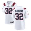 Men's New England Patriots #32 TreVeyon Henderson White Super Bowl LX Patch Game Jersey