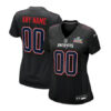 Women's New England Patriots Custom Black Super Bowl LX Patch Carbon Fashion Game Jersey