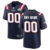 Youth New England Patriots Custom Navy Super Bowl LX Patch Game Jersey