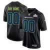 Men's Seattle Seahawks Custom Black Super Bowl LX Patch Carbon Fashion Game Jersey