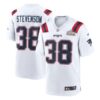 Youth New England Patriots #38 Rhamondre Stevenson White Super Bowl LX Patch Game Jersey