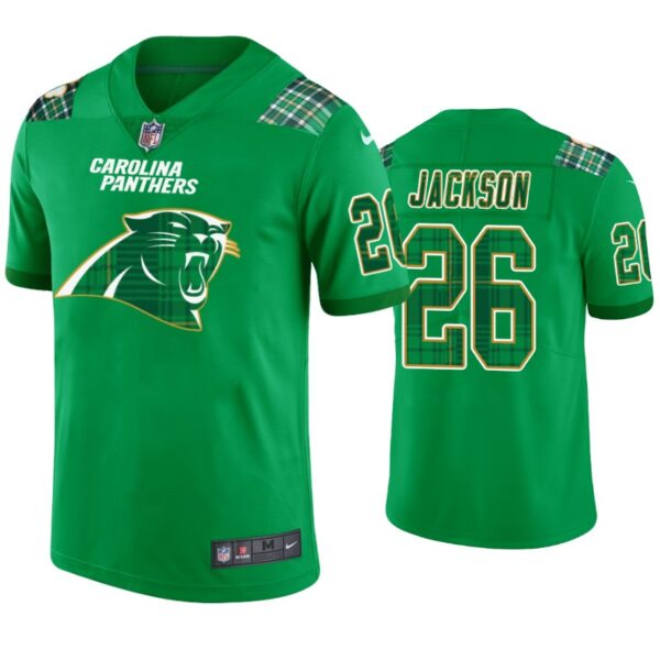 Donte Jackson Carolina Panthers #26 Jersey St. Patricks Day Kelly Green Lucky Men
