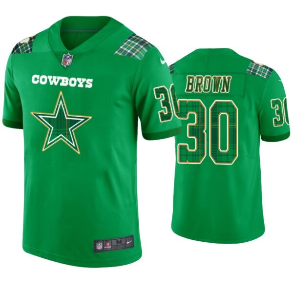 Anthony Brown Dallas Cowboys #30 Jersey St. Patricks Day Kelly Green Lucky Men
