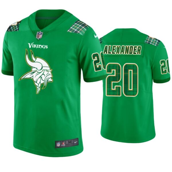Minnesota Vikings #20 Mackensie Alexander Jersey St. Patricks Day Kelly Green Lucky Men