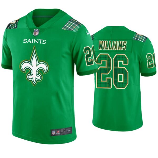 New Orleans Saints #26 P.J. Williams Jersey St. Patricks Day Kelly Green Lucky Men