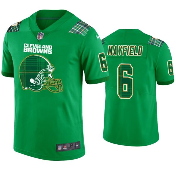 Baker Mayfield Cleveland Browns #6 Jersey St. Patricks Day Kelly Green Lucky Men