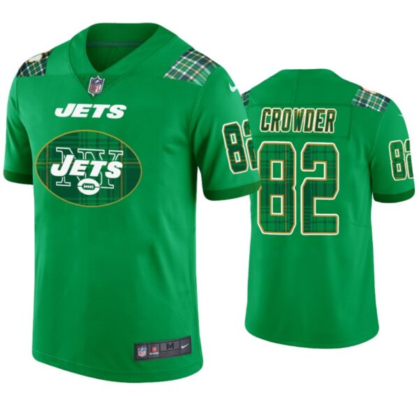 New York Jets #82 Jamison Crowder Jersey St. Patricks Day Kelly Green Mens