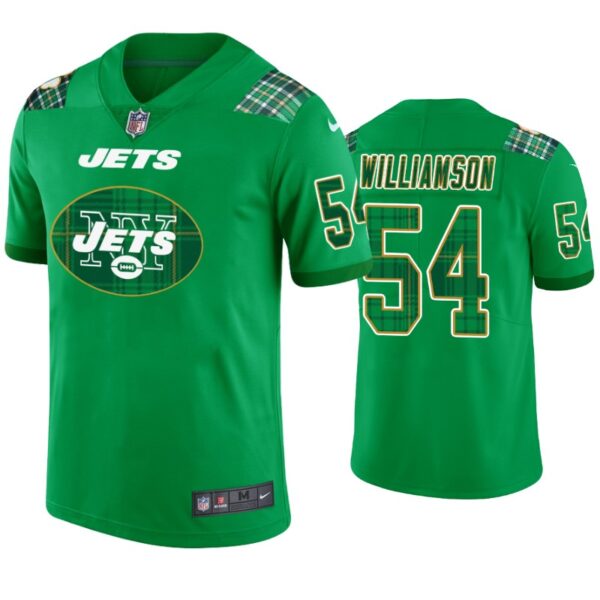 New York Jets #54 Avery Williamson Jersey St. Patricks Day Kelly Green Lucky Men