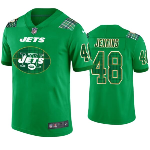 New York Jets #48 Jordan Jenkins Jersey St. Patricks Day Kelly Green Lucky Men